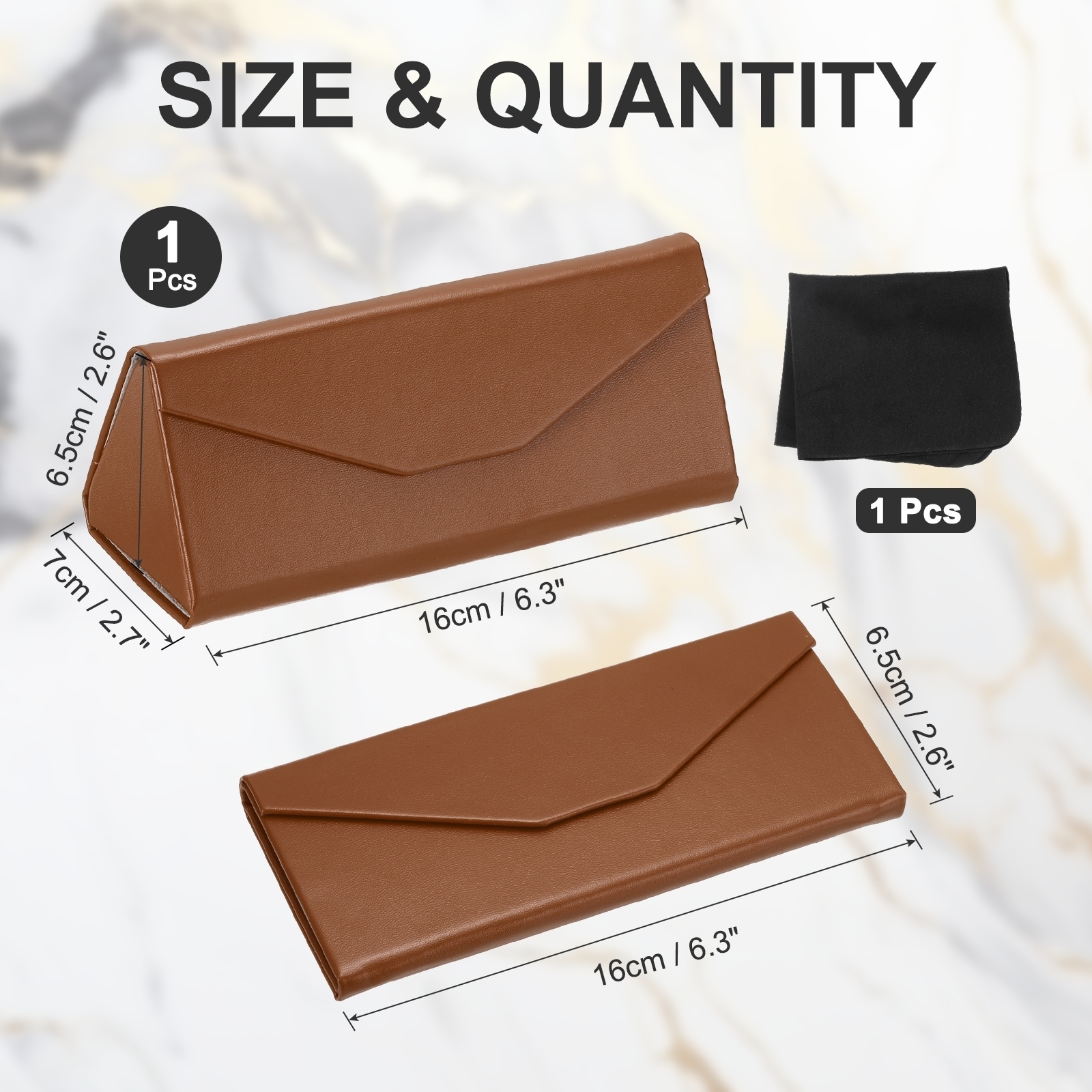 Foldable Glasses Case, PU Leather Hard Eyeglass Case with Soft Cloth for Women Man