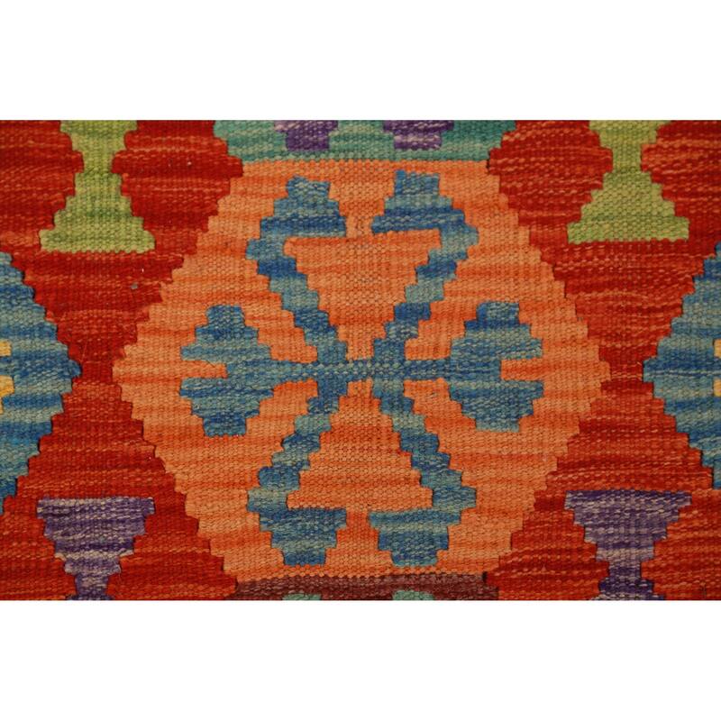 Colorful Kilim Oriental Area Rug Hand-Woven Wool Carpet - 8'7"x 11'1"