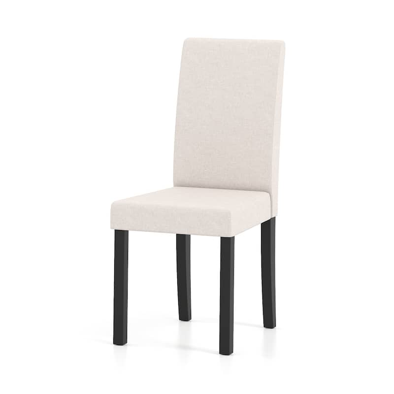Set of 2 Modern Rubber Wood Dining Chairs with Faux Linen Upholstery and Cushioned Seats - 17" x 22" x 35.5" (L x W x H)