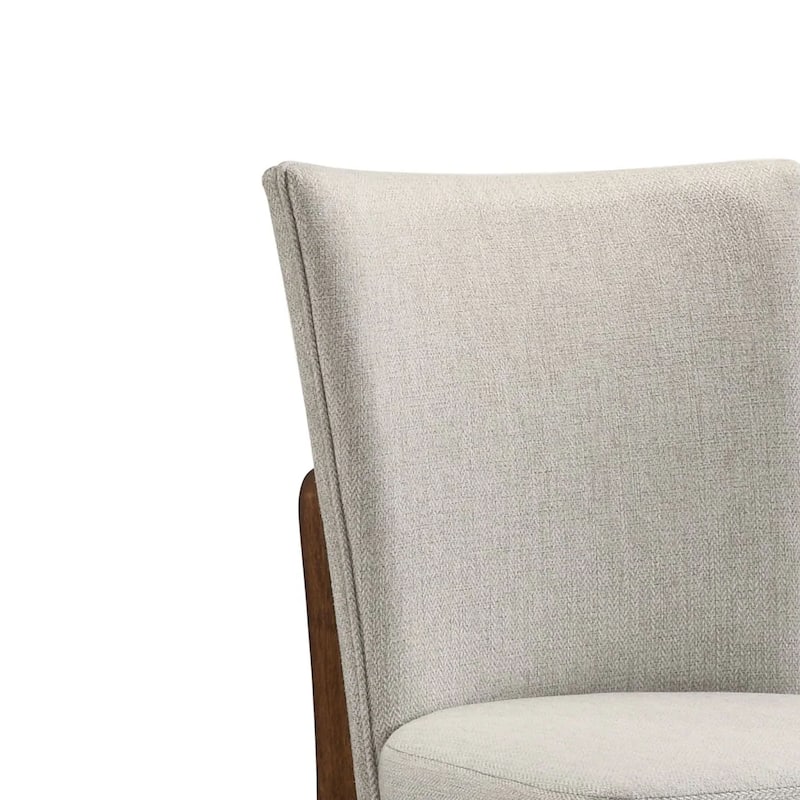 Lere Dining Chair Set of 2, Beige Fabric, Antique Style Brown Wood
