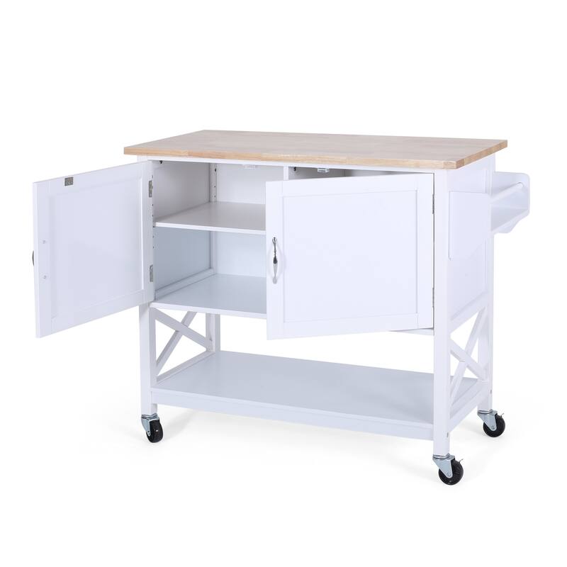 Finzer Farmhouse Kitchen Cart with Wheels by Christopher Knight Home - 43.12" W x 17.25" L x 35.25" H