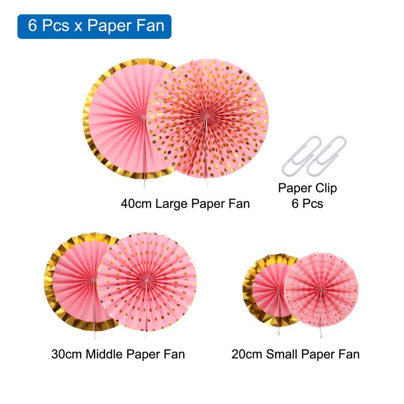 Hanging Paper Fans Set Paper Decorations for Party Birthday 6pcs