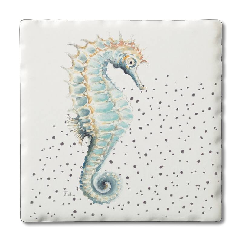 Counterart Absorbent Stone Coasters - Seahorse - Set of 4 - 4x4x276