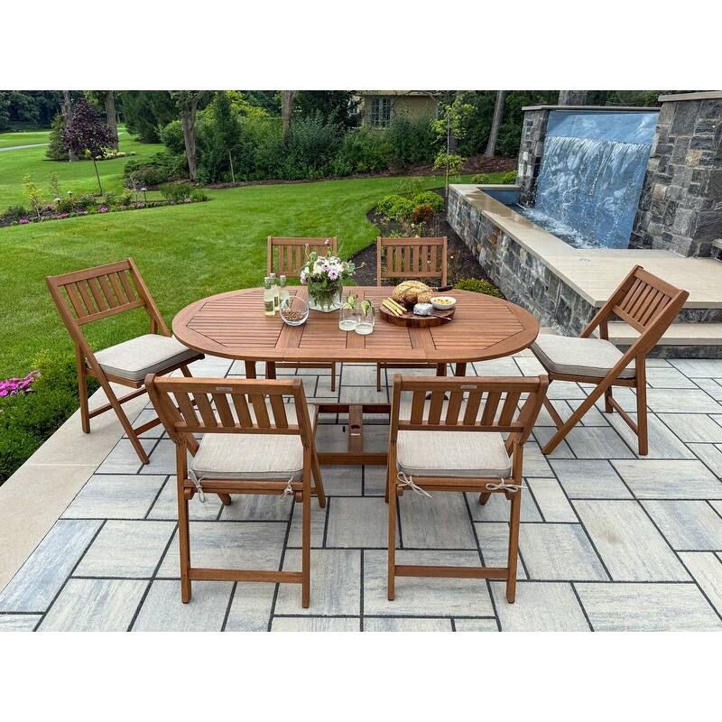 Eilaf 7pc Eucalyptus Fold and Store Dining Set