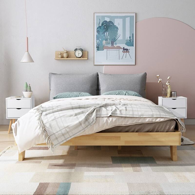 White MDF Two Drawers Nightstand