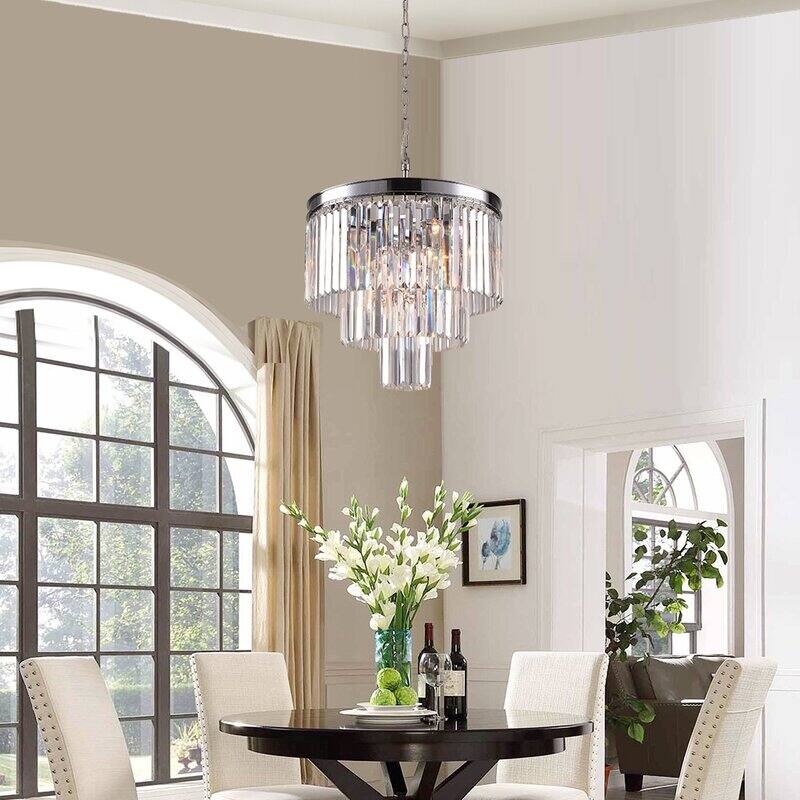Maxax 7 - Light Unique Tiered Chandelier with Crystal Accents