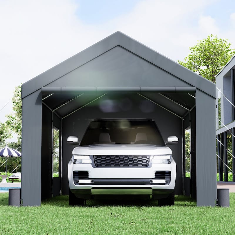 Heavy Duty 12x20ft Carport Canopy Outdoor Garage Shelter with Sides - 144 x 240 x 116.4 Inch