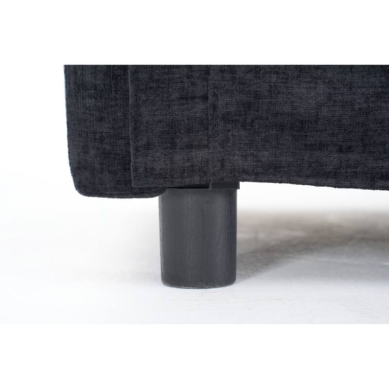 L Shaped Modular Sectional Sofa with Movable Ottoman, Chenille Upholstered Cloud Couch, Deep Seat Sofa with Pillow