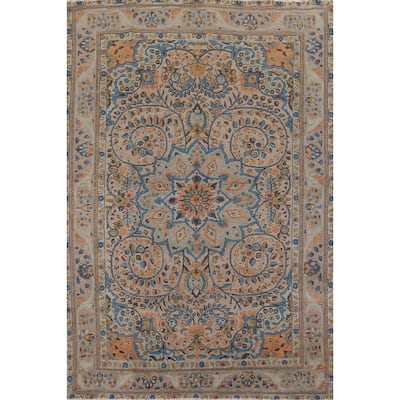 Floral Tabriz Vintage Persian Area Rug Hand-Knotted Wool Carpet - 6'9" x 9'9"