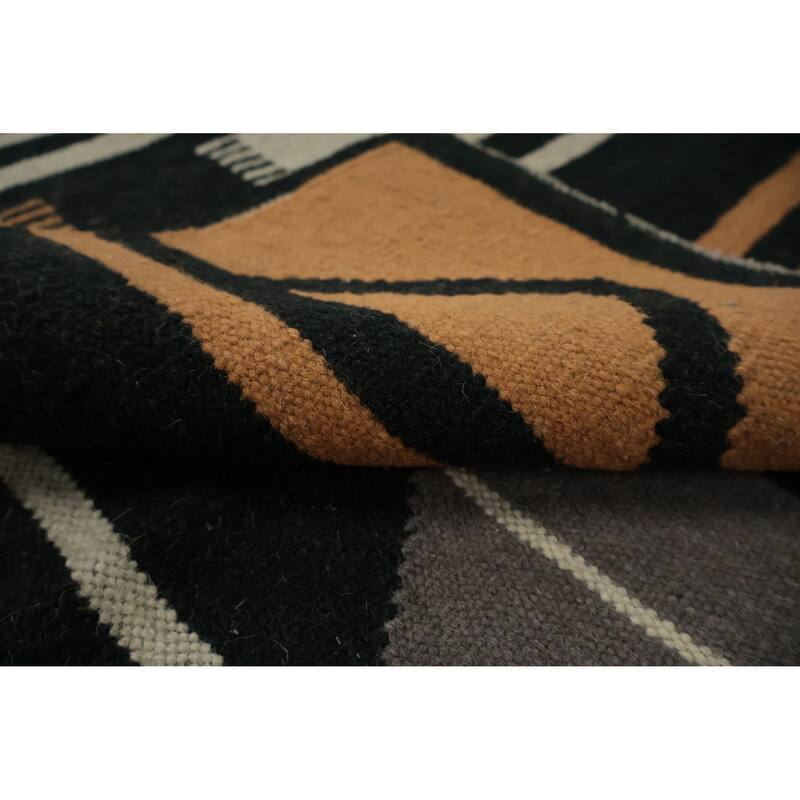 Hand Woven Oriental 100% Wool Carpet Southwestern Modern Oranges & Rust Kilim Area Rug - 13' 11'' X 9' 2''