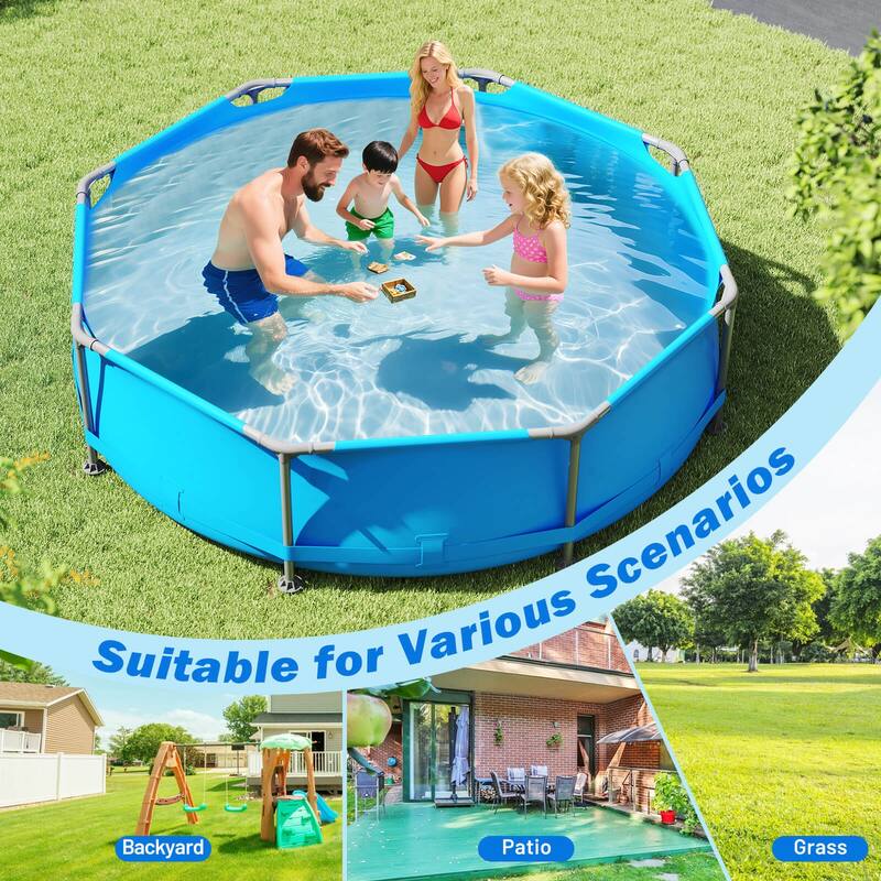 Costway 1158 Gal Outdoor Family Swimming Pool with Metal Frame - See Details