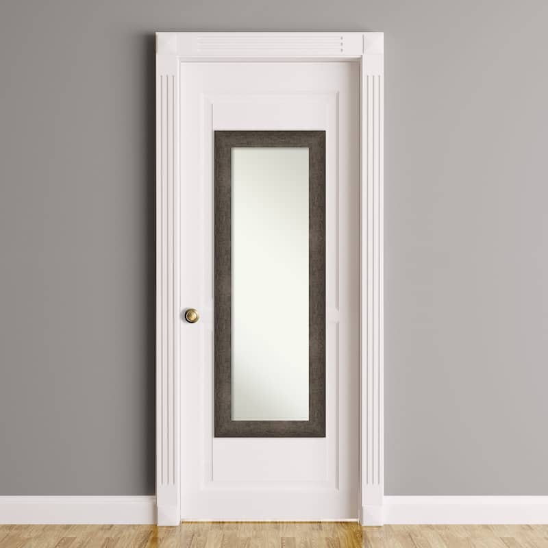 Dappled Non-Beveled Wood Framed Full-Length On the Door Mirror - Glass Size 14x48