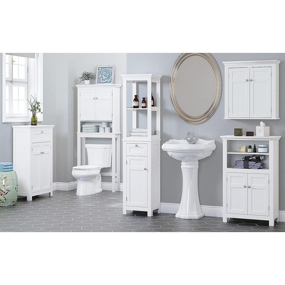 Veryke Bathroom Storage Cabinets, Floor Bathroom Cabinets with Drawer,  Linen Tower, Side Storage Organizer Cabinet with Wheels, White 