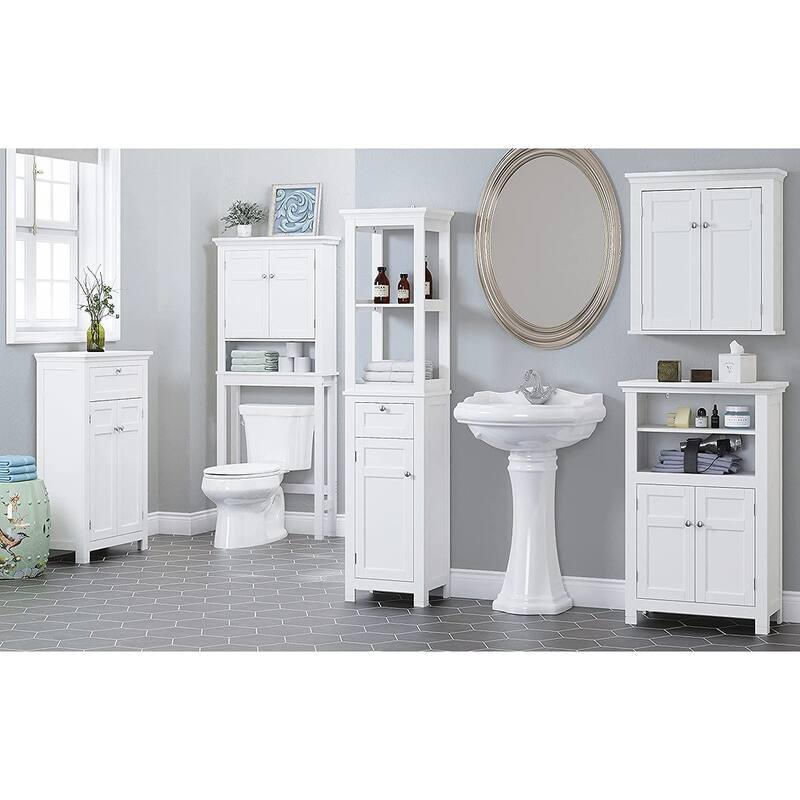 Spirich Home Bathroom Shelf Over-The-Toilet, Bathroom SpaceSaver, Bathroom Bathroom Storage Cabinet Organizer with Drawer