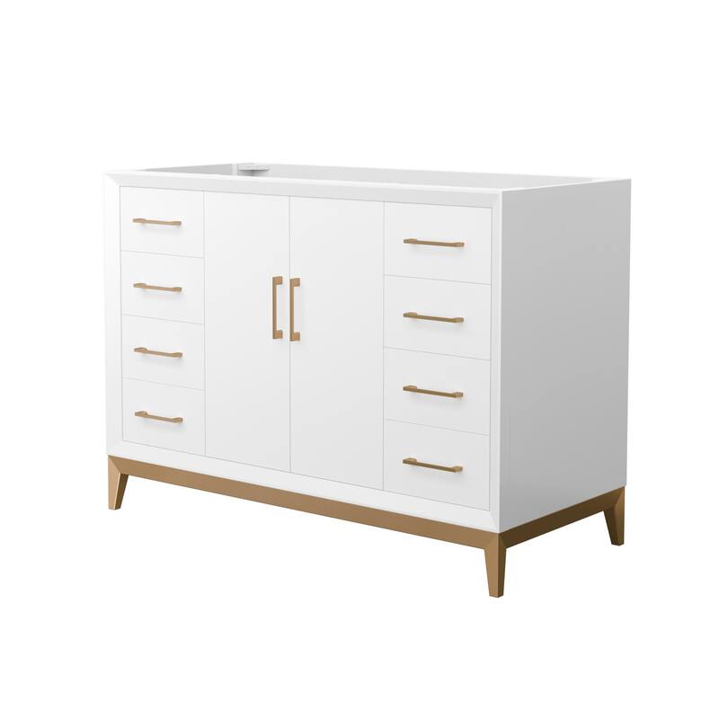 Wyndham Collection WCH818148S-CXSXX-MXX Amici 48" Single Free Standing - White / Satin Bronze Hardware