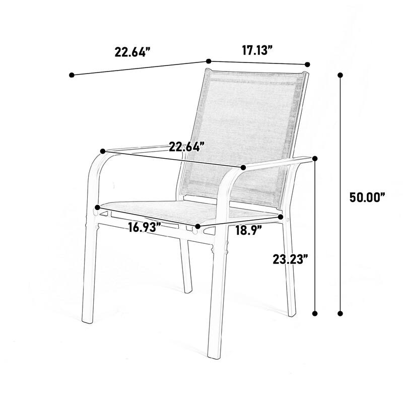 7 PC Outdoor Patio Dining Set w/ Rectangular Table & 6 Stackable Chairs Family Conversation Set for Garden Backyard Deck