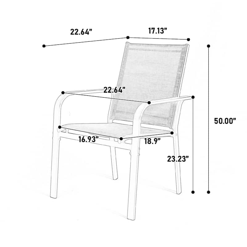 Outdoor Furniture with Rectangular Table and 6 Stackable Chairs