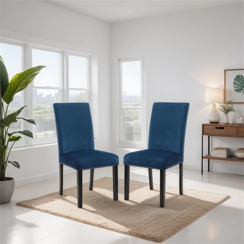 Contemporary Velvet Dining Chair with Nailhead Trim,Set of 2