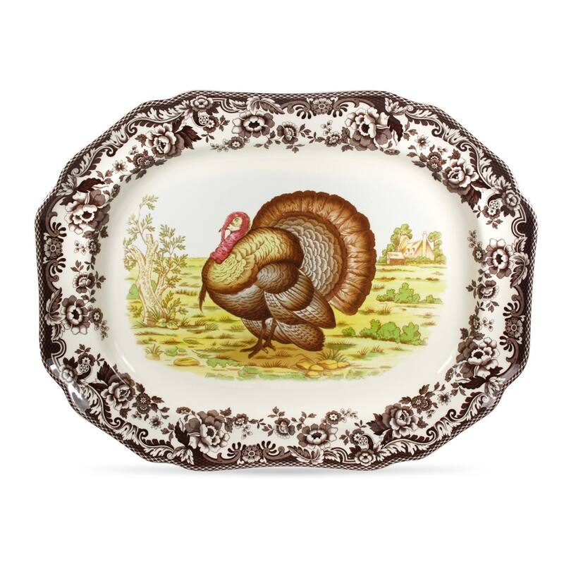 Spode Woodland Octagonal Platter - 19" - Turkey