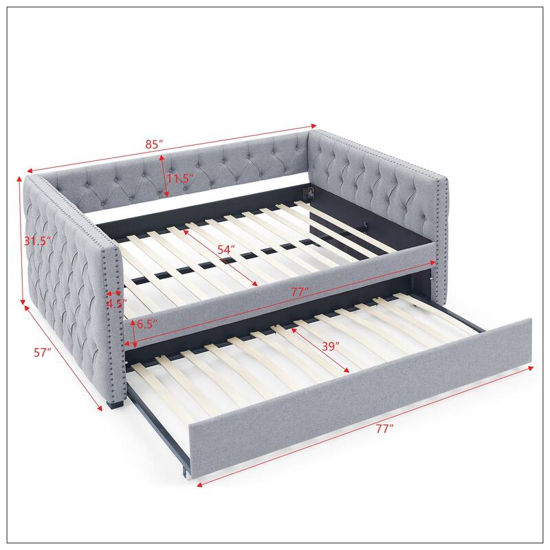 Full Upholstered Daybed with Twin Trundle