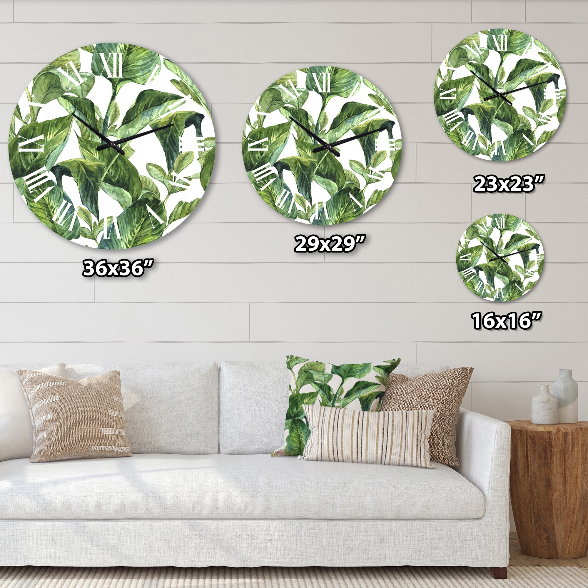 Designart 'Foliage Of Tropical Leaves' Tropical wall clock - Picture 10 of 20