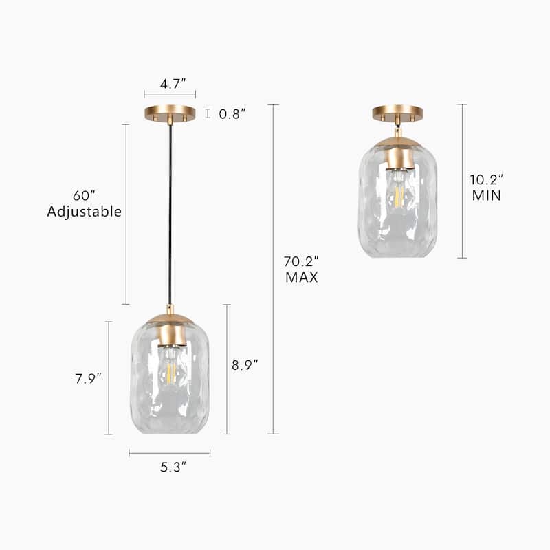 Modern Chic 1-light Pendant Light Water Ripple Glasses Kitchen Island Light for Dining Room - 5.3 " D × 8.9 " H