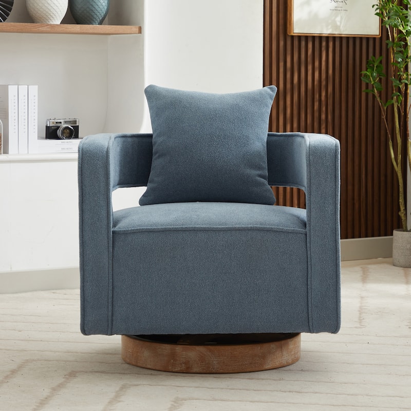29"W Boucle Upholstered Swivel Armchair Single Sofa