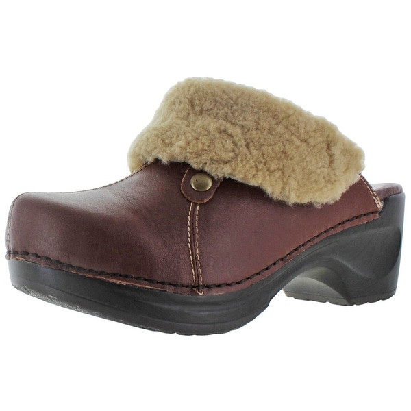 Leather Fur Lined Clogs 