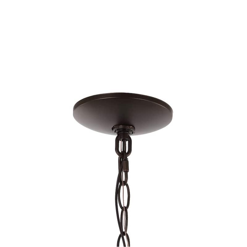 Glendale 8.25" 1-Light Farmhouse Industrial Iron/Glass Outdoor LED Pendant, Oil Rubbed Bronze/Clear by JONATHAN Y
