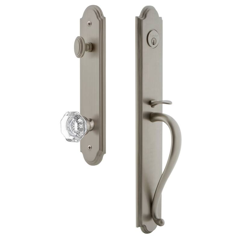 Grandeur Arc Solid Brass Rose Dummy Full Plate 'S' Grip Handleset with - Satin Nickel