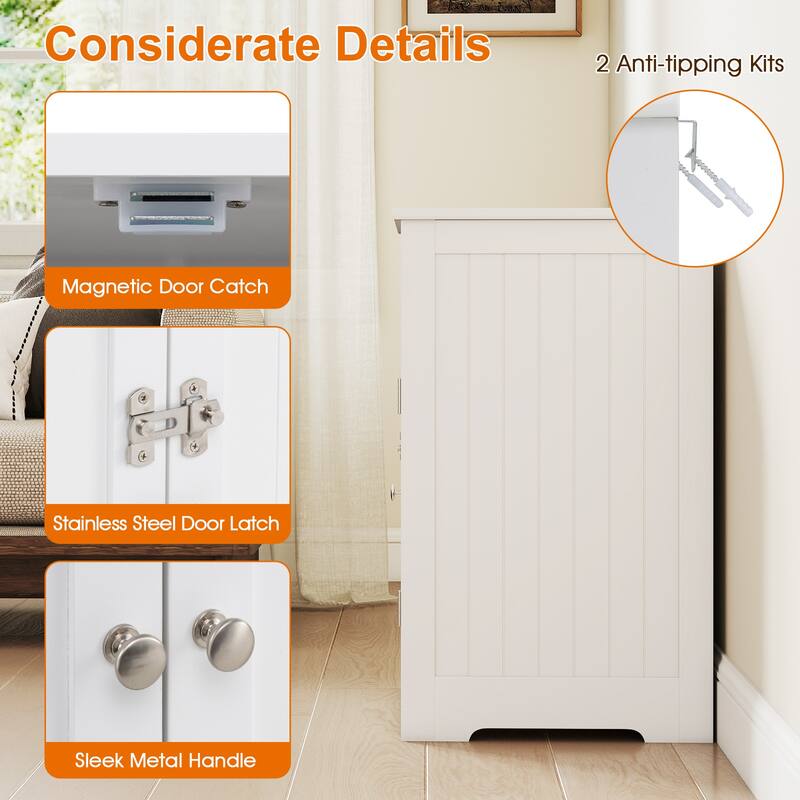 Gymax Wooden Cat Litter Box Enclosure w/ Easy Cleaning Litter Mat