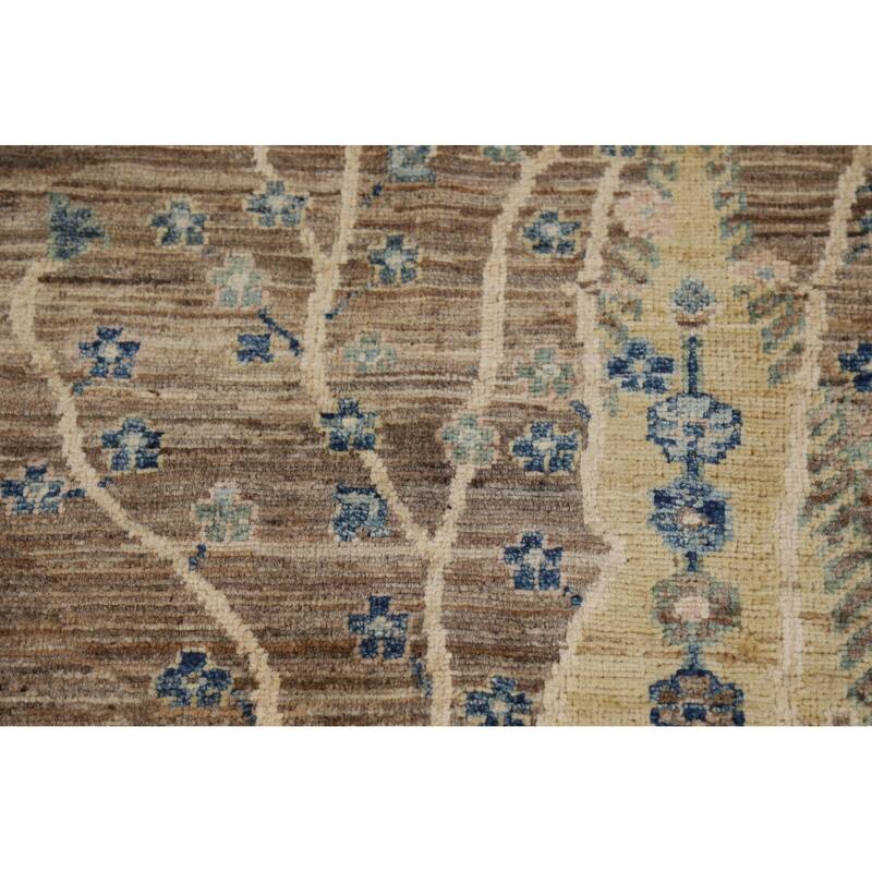 Hand Knotted Oriental 100% Wool Carpet Transitional Floral Brown Oushak Area Rug - 10' 0'' X 7' 10''