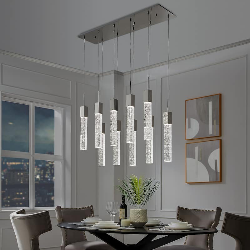 Rectangular Crystal Chandelier // XL 10 Light - N/A - Chrome