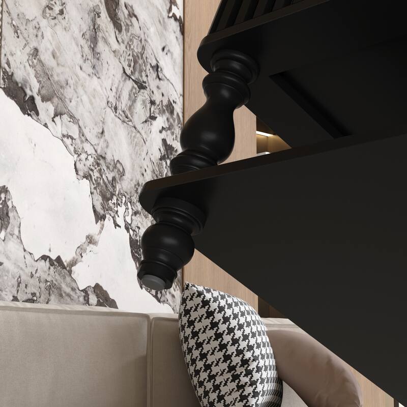 Roomfitters 31.5" Square Lift Top Coffee Table, Fluted Storage Center Table with Hydraulic Mechanism and Solid Wood Legs