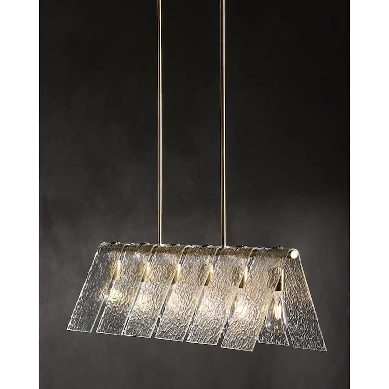 Livabliss Vitracis Modern Chandelier - 38"L x 10"W x 13"H - Brass/Brass