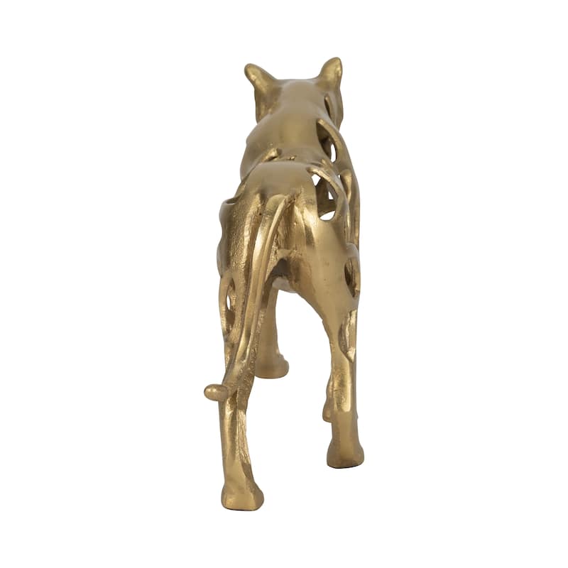 Fierce Lioness Sculpture Figurine - 14", Gold - 14" x 4" x 8"