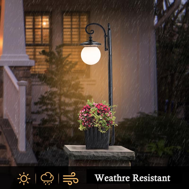 C Cattleya Integrated LED Solar Outdoor Post Light with Planter