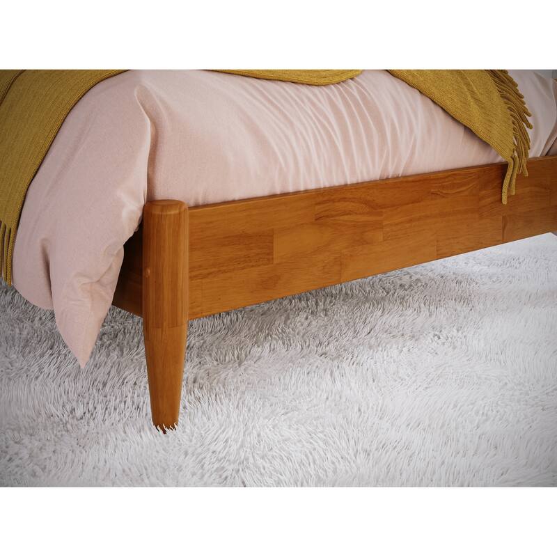Solid Wood Low Profile Twin Bed - Modern Platform Bed Frame, Light Toffee Finish, Sturdy & Stylish