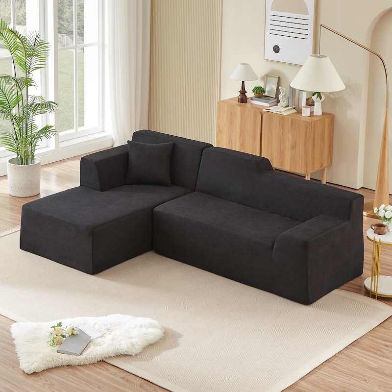 Rossetta L-Shaped Design Left-Facing Modern Minimalist Corduroy High Raised Thickened Back Sofa