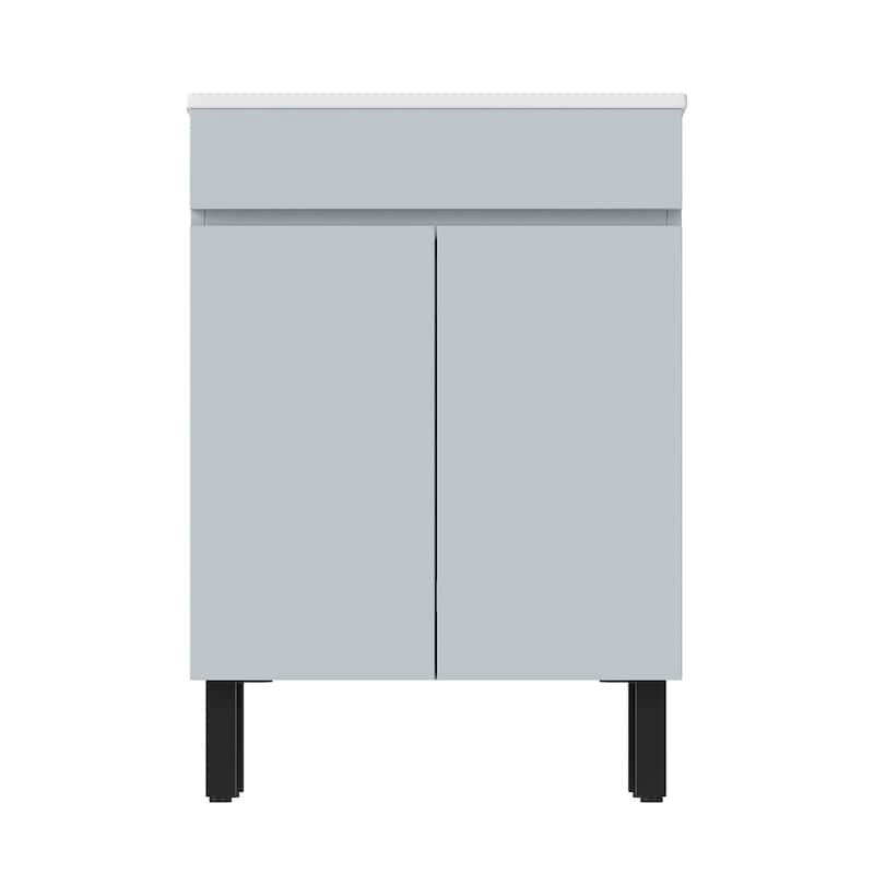 Moasis 37"/24"/16" Wide Bathroom Vanity with Top Mount Sink and Soft Close Door Modern Gray Design