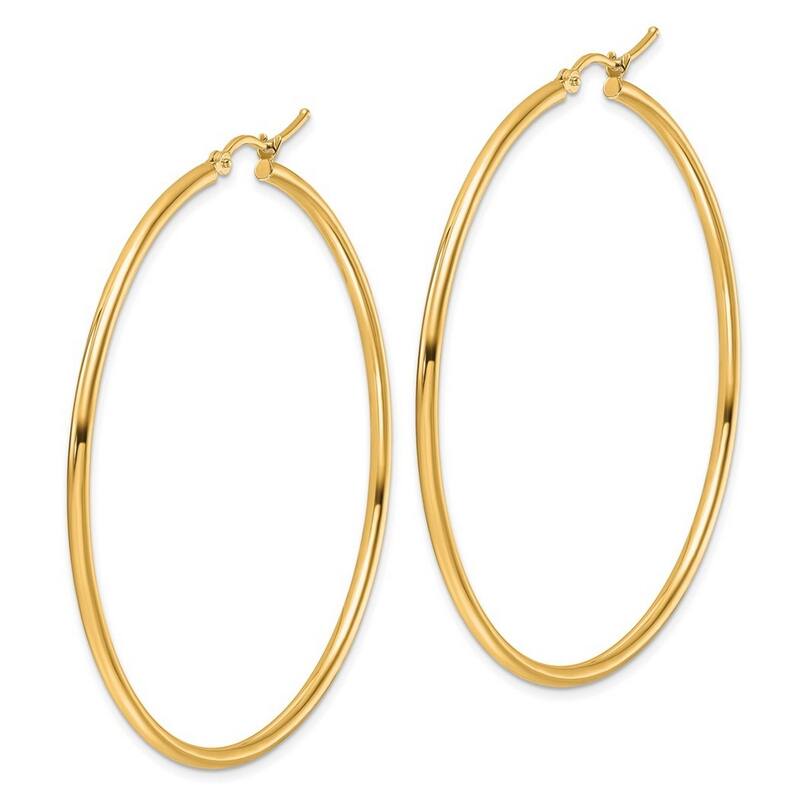 Curata 14k Yellow Gold Polished Hoop Earrings - 55x55mm