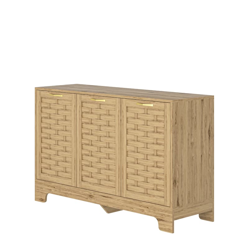 Farmhouse Storage Cabinet with 3 Doors, Wood Sideboard Buffet Storage with Adjustable Shelf,