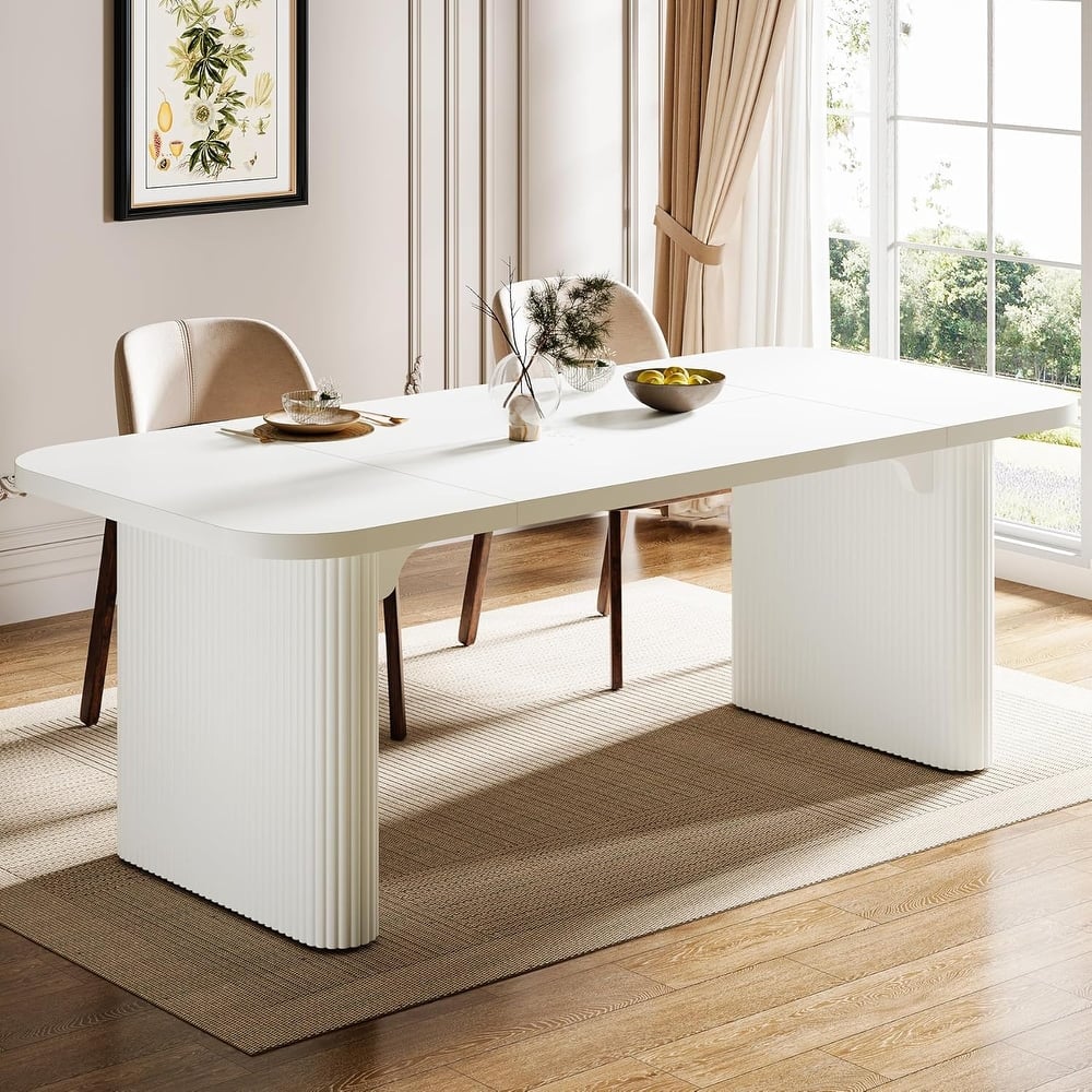 62-Inch Wood Dining Table for 4-6 People Modern Rectangular Kitchen Table for Dining Room Living Room