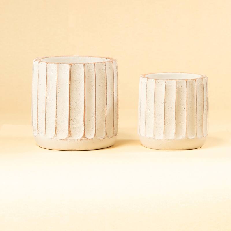 Rustic Fluted Pot - 20" - White