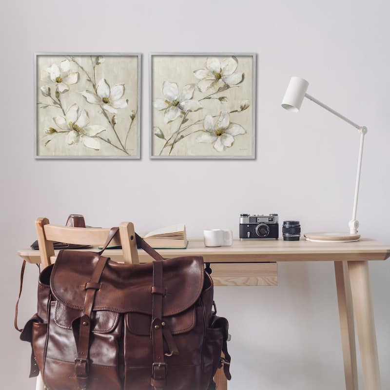 Stupell Outstretched Dogwood Branches Framed Giclee Art Design By Sally Swatland (Set of 2)