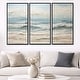 preview thumbnail 18 of 18, Designart "Beige And Blue Coastal Beach Paint" Coastal Beach Framed Art Set of 3 - Nautical & Coastal Wall Art Set 60 in. W x 40 in. H - 3 Panels - Black