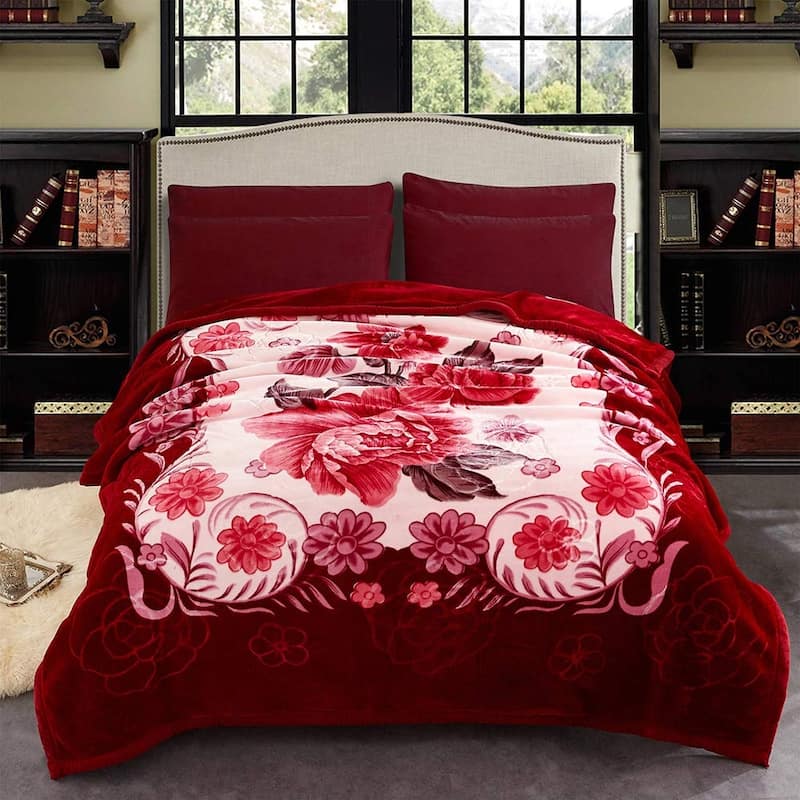 Korean-style 2-ply Printed Pattern Plush Mink Fleece Blanket