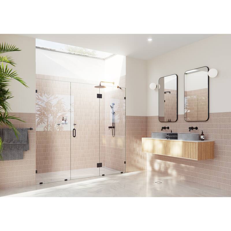 Glass Warehouse 78" x 96" Frameless 3 Panel Inline Shower Door - Matte Black