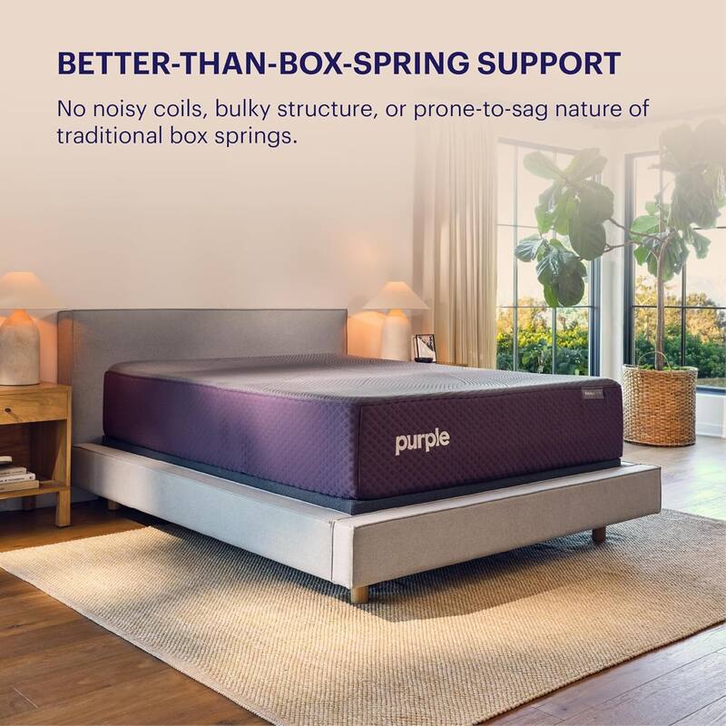 Purple - Janet Modern Metal Flat Foundation with Heavy-Duty Steel Frame Support