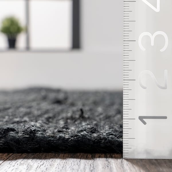 dimension image slide 3 of 6, Nuloom Delilah Solid Chunky Jute Tassel Area Rug